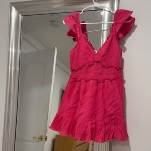 LoveShackFancy Vibrant Pink Mini Dress